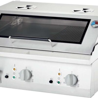 Fry top eléctrico acero rectificado sobremesa placa lisa CON TAPA 800x700x250h mm 8,1Kw Línea Varsovia