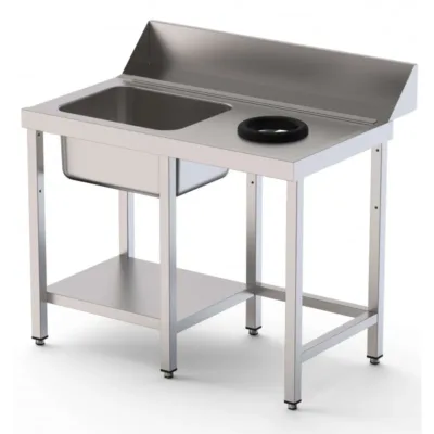 Mesa para Lavavajillas de Prelavado 1 Cubeta Con Estante