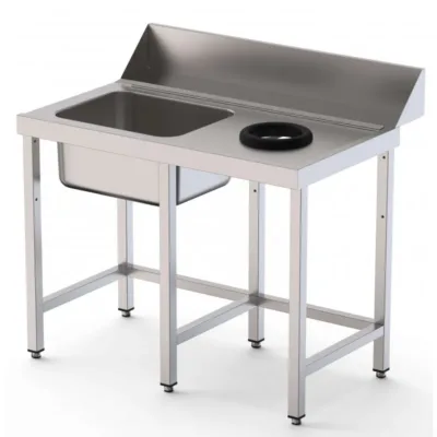 Mesa Acero Inoxidable para Lavavajillas de Prelavado 1 Cubeta Sin Estante