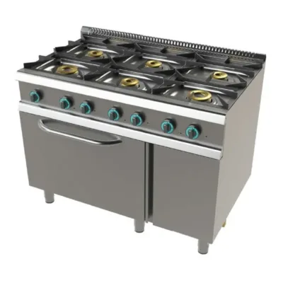 Cocina a Gas con Horno GN2/1 de 6 Fuegos