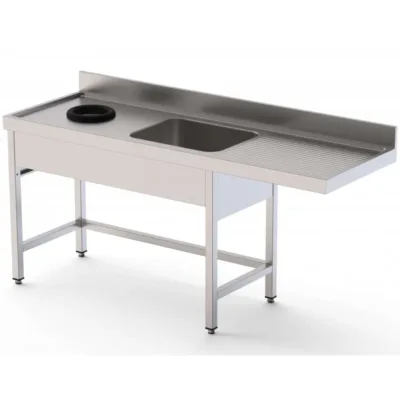 Fregadero Acero Inoxidable 1 Cuba Derecha con Aro Desbarazado con Mueble Para Lavavajillas Fondo 70 cm