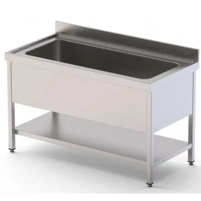 Fregadero Gran Capacidad Acero Inoxidable 1 Cuba con Mueble con Estante Fondo 70 cm