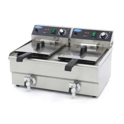 Freidora Eléctrica con Grifo de Vaciado - 2 x 13 Litros - 2 Cestas