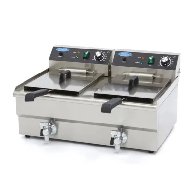 Freidora Eléctrica con Grifo de Vaciado - 2 x 16 Litros - 2 Cestas