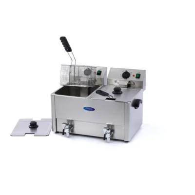 Freidora Eléctrica con Grifo de Vaciado - 2 x 8 Litros - 2 Cestas