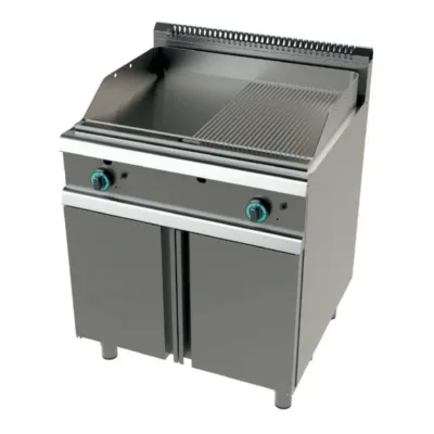 Fry Tops a Gas Acero Laminado Placa Lisa con Mueble 80 cm