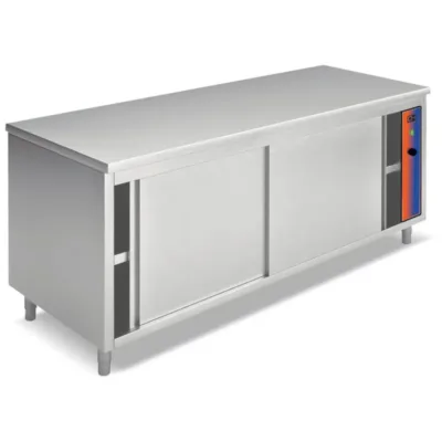Mesa Caliente Acero Inoxidable 2 m con Puerta Corredera a 1 Cara