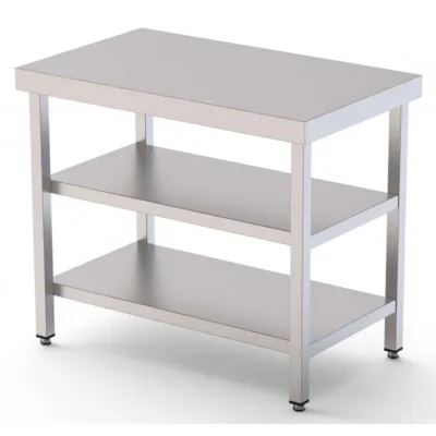 Mesa de Trabajo Acero inoxidable Central Con 2 Estante 1300x600x850h mm WTC160130S2
