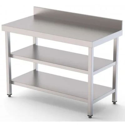 Mesa de Trabajo Acero inoxidable Mural Con 2 Estante 1000x800x850h mm WTW180100S2