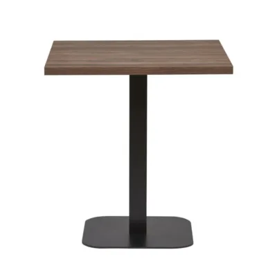 Mesa Interior Armazón Plastificado Negro con Tablero de Melamina Nogal