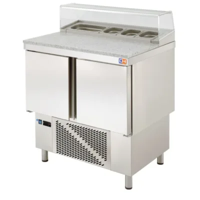 Mesa Refrigerada de Preparación con Vitrina de Cristal - 200 Litros