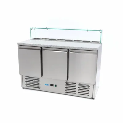 Mesa Preparacion Refrigerada para Pizzas con Tapa de Cristal - 137cm