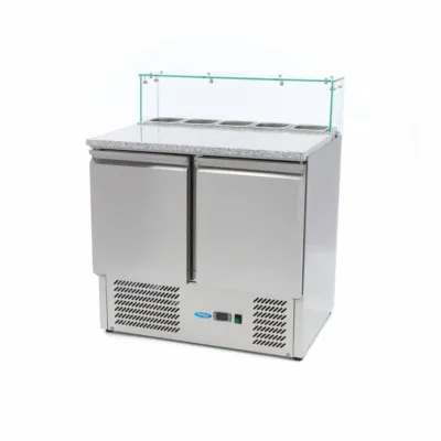 Mesa Preparación Refrigerada para Pizzas con Tapa de Cristal - 90 cm