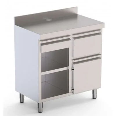 Mueble Cafetero Acero Inoxidable con Tolva a la Derecha