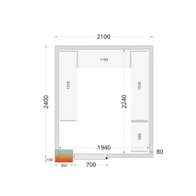 Paneles para cámara frigorífica con aislamiento de 80 mm, sin suelo