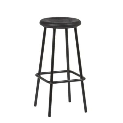 Taburete Armazón Plastificado Negro con Asiento de Espuma Integral