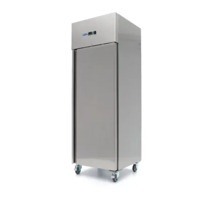 Frigorífico - 400L - 3 Estantes Regulables - Acero Inoxidable - sobre Ruedas