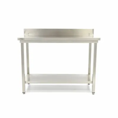 Mesa de Trabajo de Acero Inoxidable - 100 x 70cm - Altura Ajustable - con Salpicadero